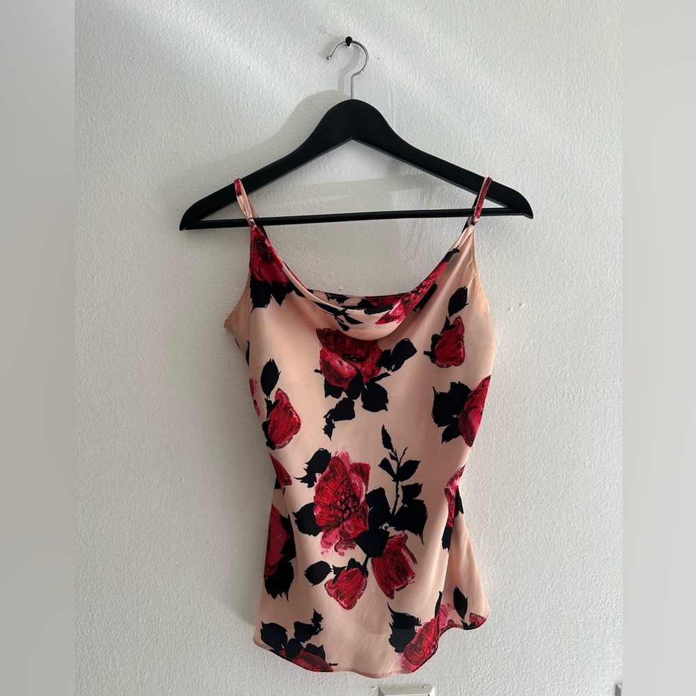 Floral Red & Black Women's Top with adjustable straps